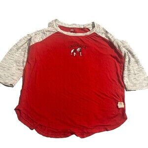 UGA Bulldogs Embroidered Mascot Raglan Shirt Red Space Dye Grey-Small